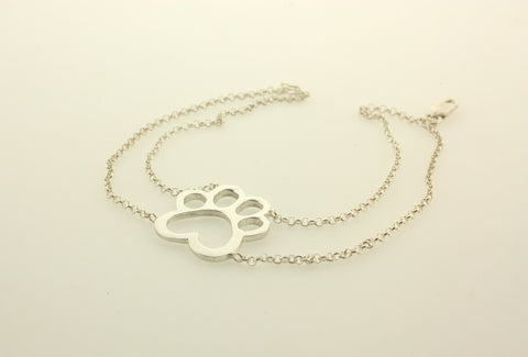 Medium Paw Sterling Silver Double Cable link Bracelet