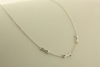 Three Small Bone Sterling Silver 1.5mm Cable Link Necklace 16”